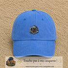 Casquette Bleu ciel délavé 100% coton avec motif Pirate souriant navire 5 cm - image principale