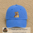 Casquette Bleu ciel délavé 100% coton avec motif Félin sauvage qui rit 7 cm - image principale