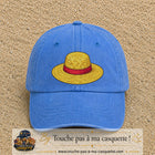 Casquette baseball Bleu ciel délavé 100% coton avec motif Chapeau de paille 7 cm - image principale