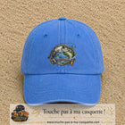 Casquette Bleu ciel délavé motif Pêche sportive 7 cm - vue principale