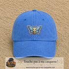Casquette Bleu ciel délavé motif Abeille papillon 5 cm - vue principale