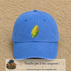 Casquette baseball Bleu ciel délavé 100% coton avec visuel Épi de maïs 7 cm - image produit principale