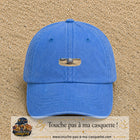 Casquette baseball Bleu ciel délavé 100% coton avec motif Boule de pétanque souriante 3 cm - image principale
