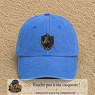 Casquette baseball Bleu ciel délavé 100% coton avec visuel Écusson sanglier 7 cm - image produit principale