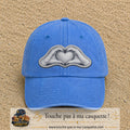 Casquette Bleu ciel délavé motif Mains formant un cœur 7 cm - vue principale