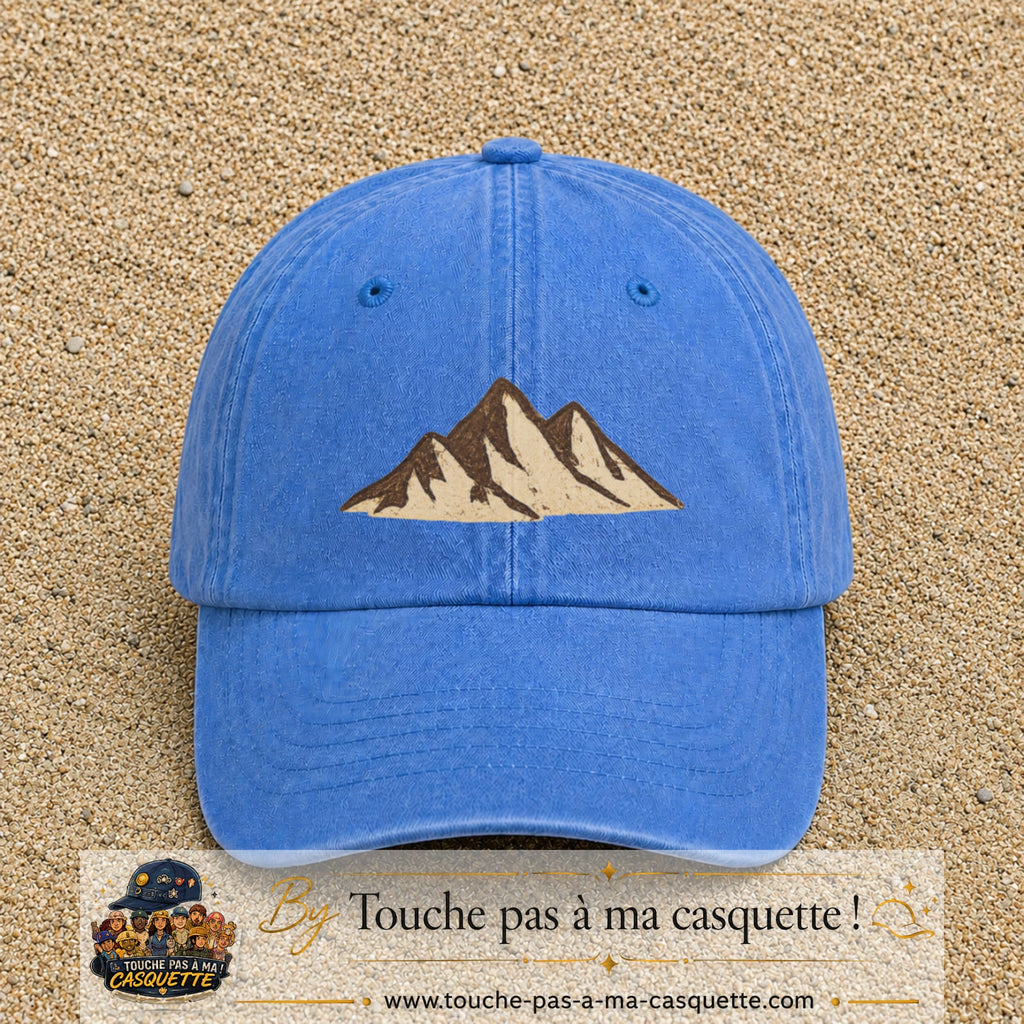 Casquette Bleu ciel délavé 100% coton avec motif Montagnes bohèmes 5 cm - image principale