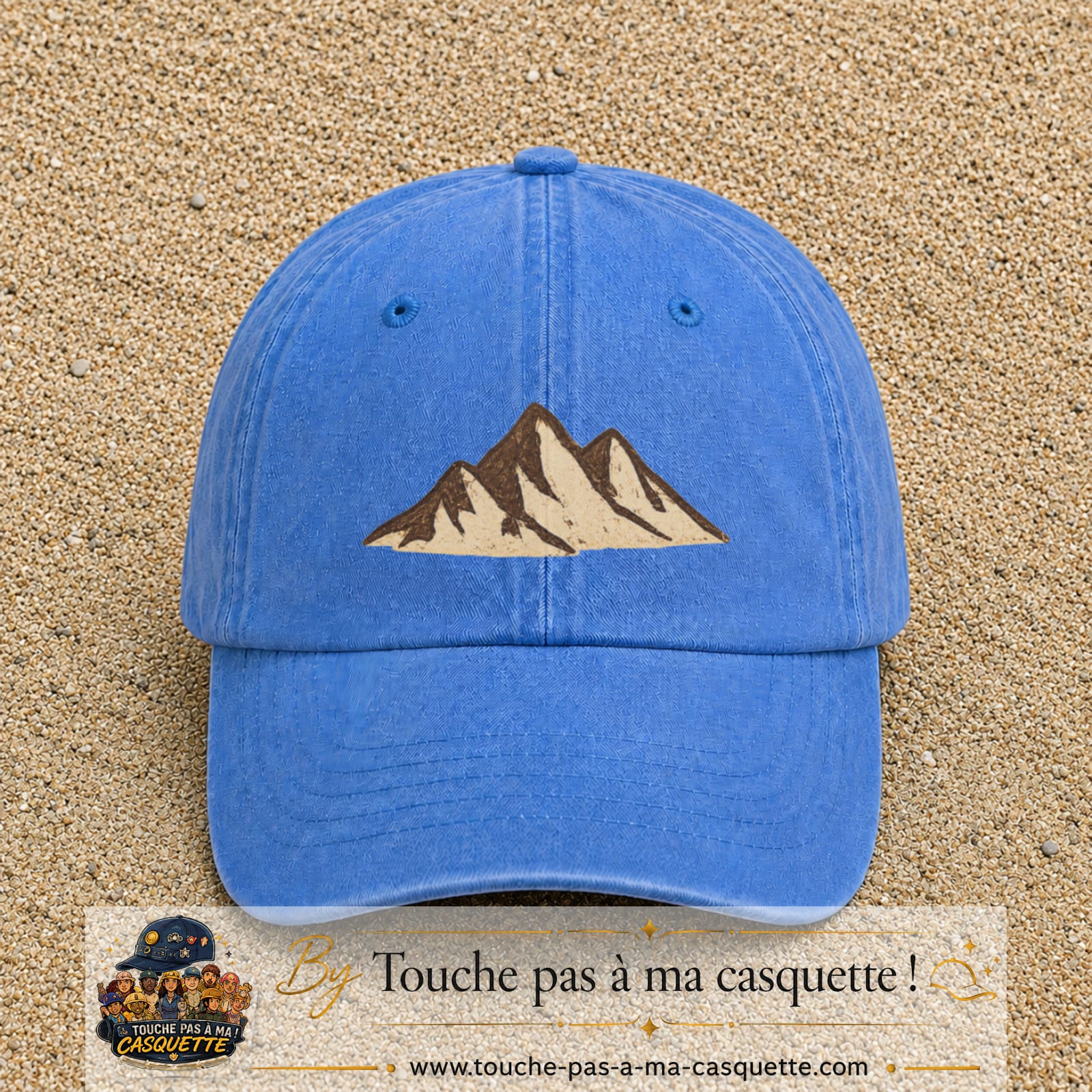 Casquette Bleu ciel délavé 100% coton avec motif Montagnes bohèmes 5 cm - image principale