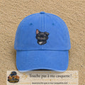 Casquette Bleu ciel délavé motif Tête de chaton 7 cm - vue principale