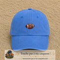 Casquette Bleu ciel délavé 100% coton avec motif Ballon de rugby sourire 3 cm - image principale