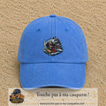 Casquette Bleu ciel délavé 100% coton avec motif Pirate souriant navire 7 cm - image principale
