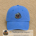 Casquette Bleu ciel délavé 100% coton avec motif Pirate souriant navire 7 cm - image principale