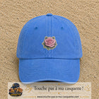 Casquette Bleu ciel délavé motif Rose tendre 5 cm - vue principale