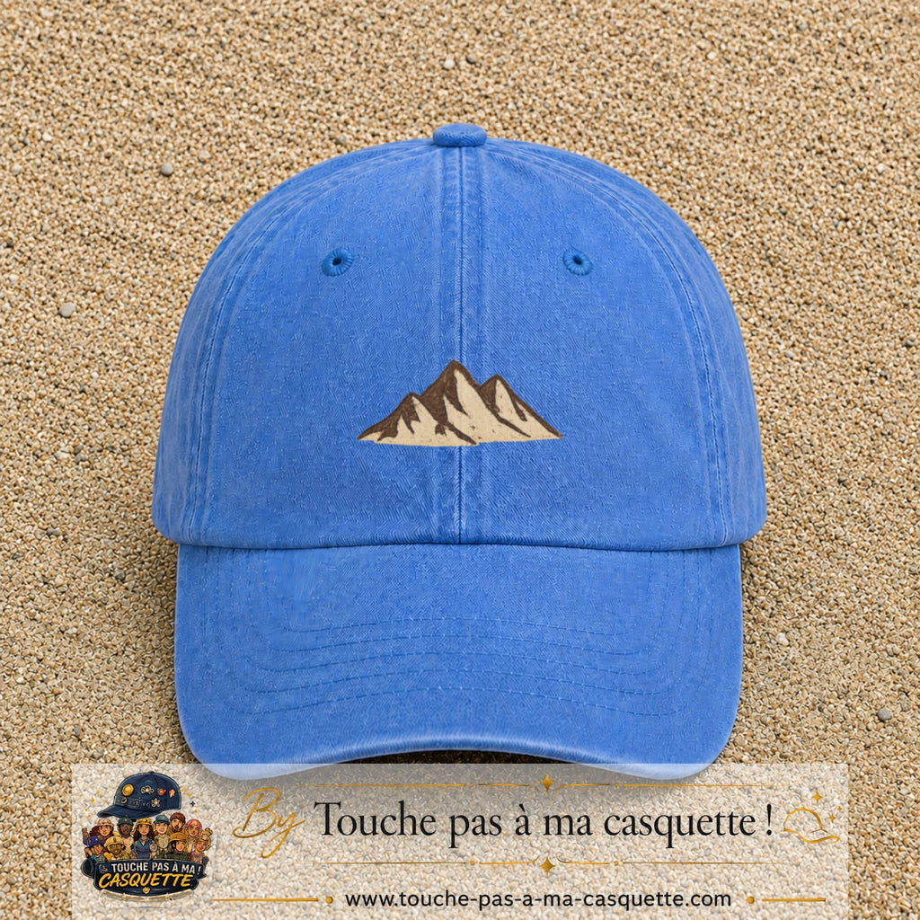 Casquette Bleu ciel délavé 100% coton avec motif Montagnes bohèmes 3 cm - image principale