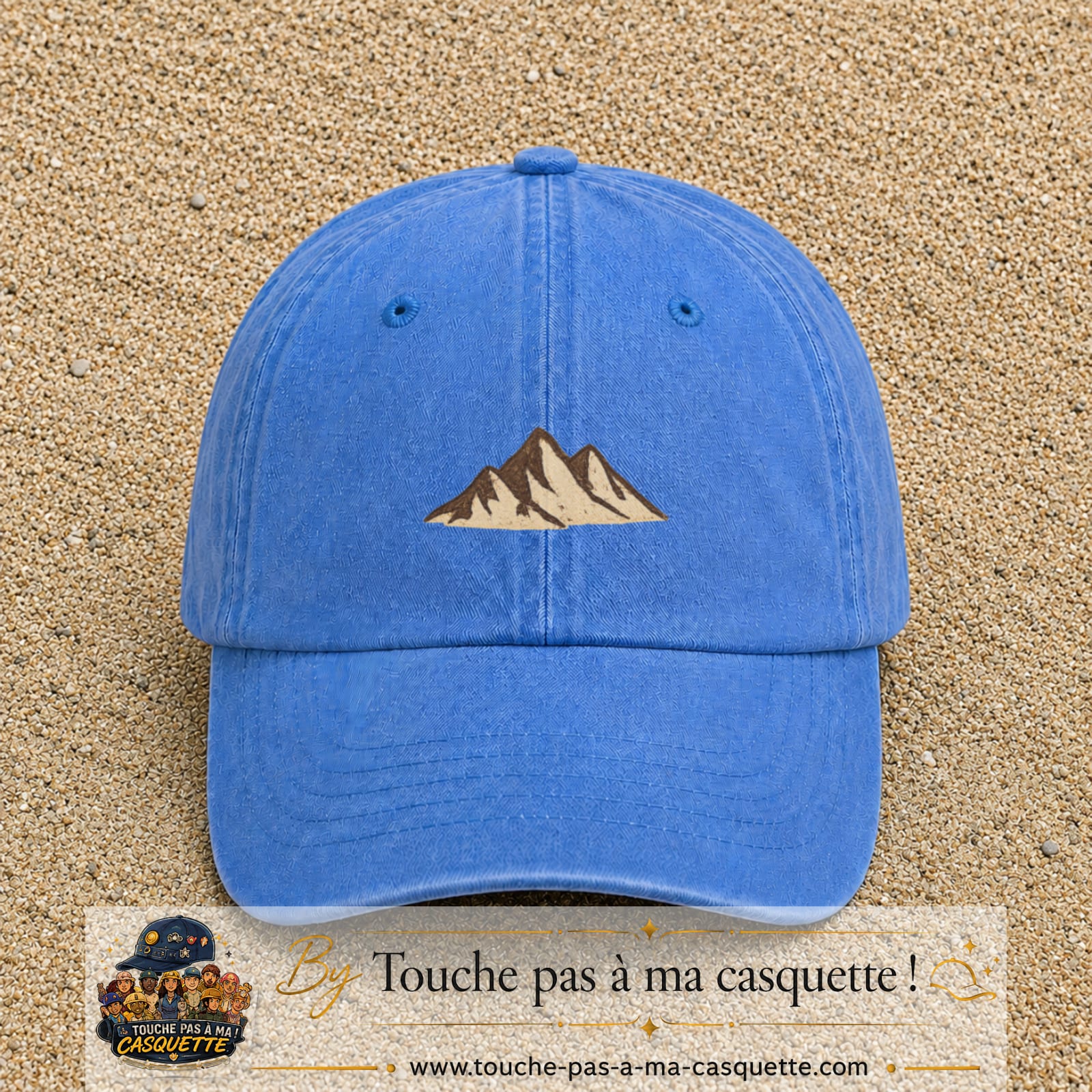 Casquette Bleu ciel délavé 100% coton avec motif Montagnes bohèmes 3 cm - image principale