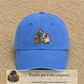 Casquette Bleu ciel délavé 100% coton avec motif Fermier et animaux 7 cm - image principale
