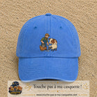 Casquette Bleu ciel délavé 100% coton avec motif Fermier et animaux 7 cm - image principale