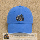 Casquette Bleu ciel délavé 100% coton avec motif Squelette chevalier château 7 cm - image principale
