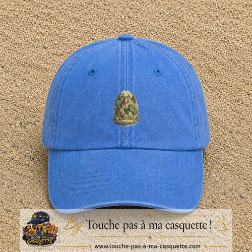 Casquette baseball Bleu ciel délavé 100% coton avec motif Capricorne astrologique 5 cm - image principale