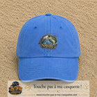 Casquette Bleu ciel délavé motif Pêche passion 7 cm - vue principale