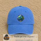 Casquette baseball Bleu ciel délavé 100% coton avec visuel Terre compas 7 cm - image produit principale