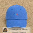 Casquette baseball Bleu ciel délavé 100% coton avec visuel Prénom Arthur coloré 3 cm - image produit principale