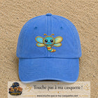 Casquette Bleu ciel délavé motif Libellule multicolore 7 cm - vue principale