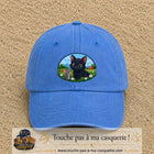 Casquette baseball Bleu ciel délavé 100% coton avec visuel Chat et souris à la ferme 7 cm - image produit principale