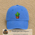 Casquette baseball Bleu ciel délavé 100% coton avec visuel Cactus en pot 7 cm - image produit principale