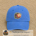 Casquette Bleu ciel délavé motif Pêches fruitées 7 cm - vue principale