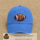 Casquette Bleu ciel délavé 100% coton avec motif Ballon de rugby sourire 7 cm - image principale