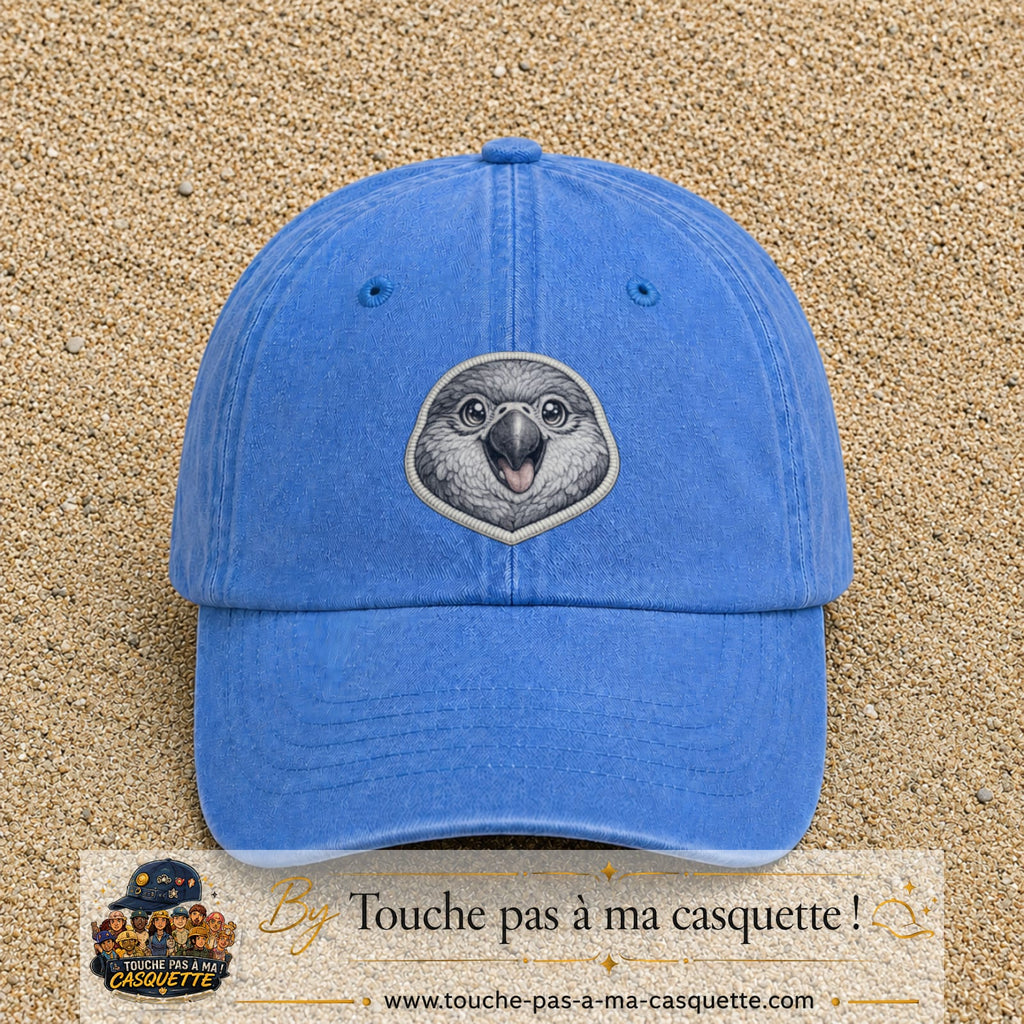 Casquette Bleu ciel délavé motif Perroquet bébé 7 cm - vue principale