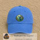 Casquette baseball Bleu ciel délavé 100% coton avec visuel Colibri tropical 7 cm - image produit principale