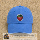 Casquette Bleu ciel délavé motif Fraise gourmande 7 cm - vue principale