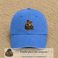Casquette baseball Bleu ciel délavé 100% coton avec visuel Cobra réaliste 7 cm - image produit principale