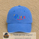 Casquette baseball Bleu ciel délavé 100% coton avec visuel Prénom Pierre coloré 5 cm - image produit principale