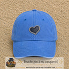 Casquette Bleu ciel délavé motif Cœur penché 5 cm - vue principale