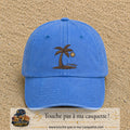 Casquette Bleu ciel délavé 100% coton avec motif Palmier bohème 7 cm - image principale
