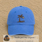 Casquette Bleu ciel délavé 100% coton avec motif Palmier bohème 7 cm - image principale