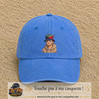 Casquette Bleu ciel délavé 100% coton avec motif Portrait homme casquettes 7 cm - image principale