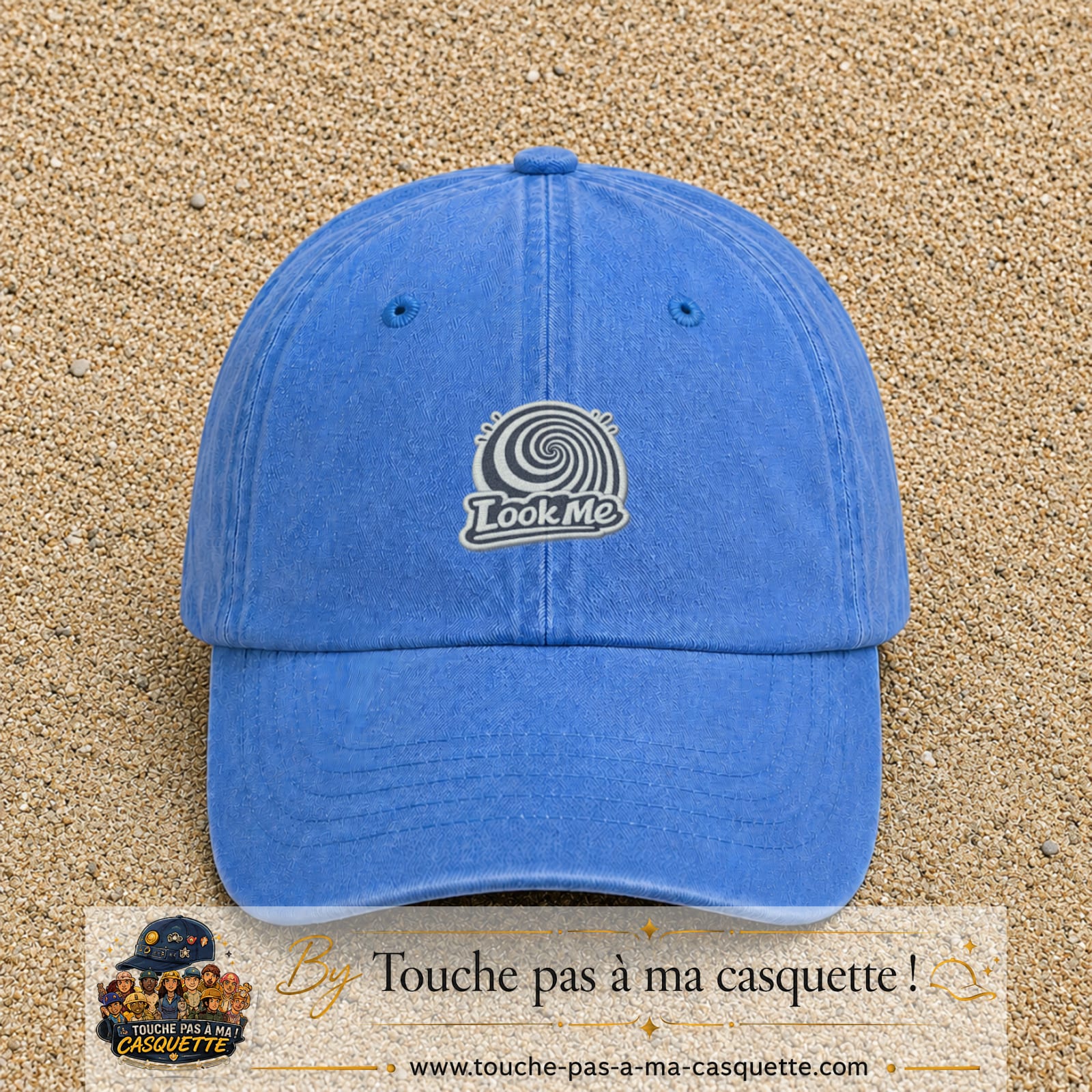 Casquette Bleu ciel délavé motif Look Me spirale 5 cm - vue principale