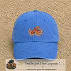 Casquette Bleu ciel délavé motif Poulpe marin 5 cm - vue principale