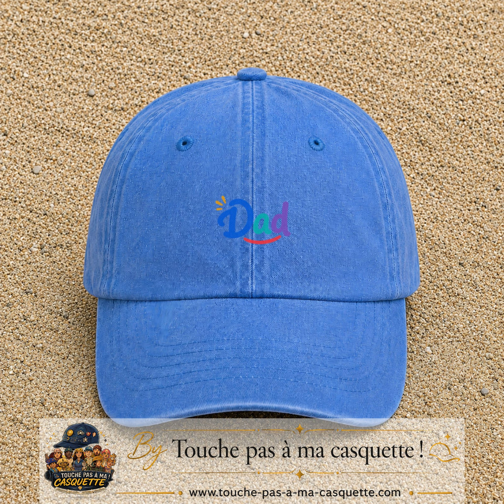 Casquette baseball Bleu ciel délavé 100% coton avec visuel Dad coloré 3 cm - image produit principale
