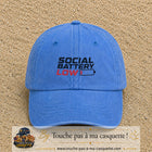 Casquette Bleu ciel délavé 100% coton avec motif Social Battery Low 5 cm - image principale