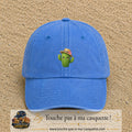 Casquette baseball Bleu ciel délavé 100% coton avec visuel Cactus kawaii chapeau 5 cm - image produit principale