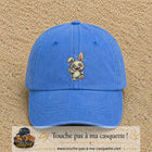 Casquette Bleu ciel délavé 100% coton avec motif Lapin fou cartoon 7 cm - image principale