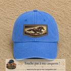 Casquette baseball Bleu ciel délavé 100% coton avec visuel Cheval en course 7 cm - image produit principale