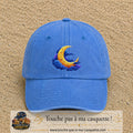 Casquette baseball Bleu ciel délavé 100% coton avec motif Lune croissant 7 cm - image principale
