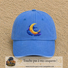 Casquette baseball Bleu ciel délavé 100% coton avec motif Lune croissant 7 cm - image principale