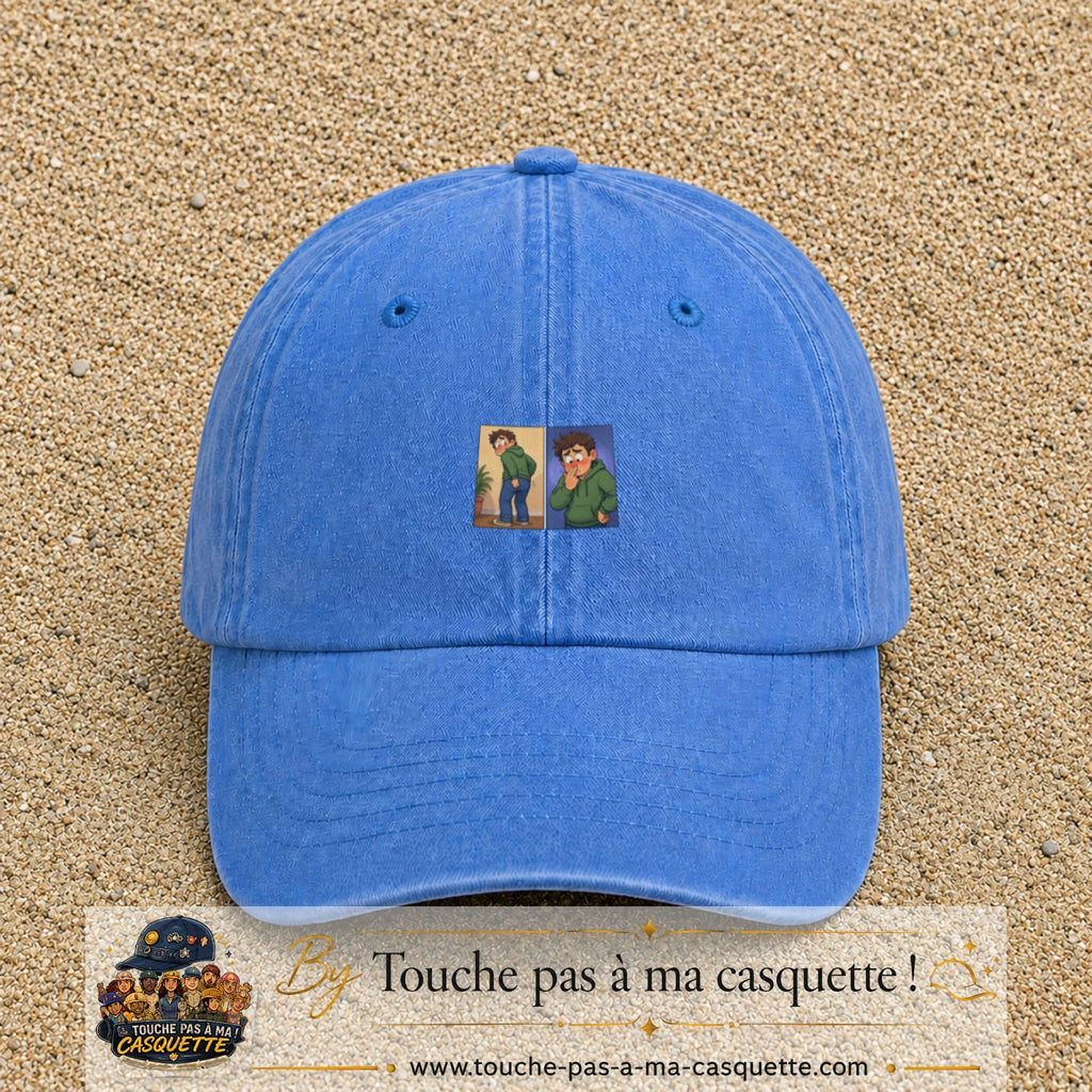 Casquette baseball Bleu ciel délavé 100% coton avec visuel Humour odeur 3 cm - image produit principale