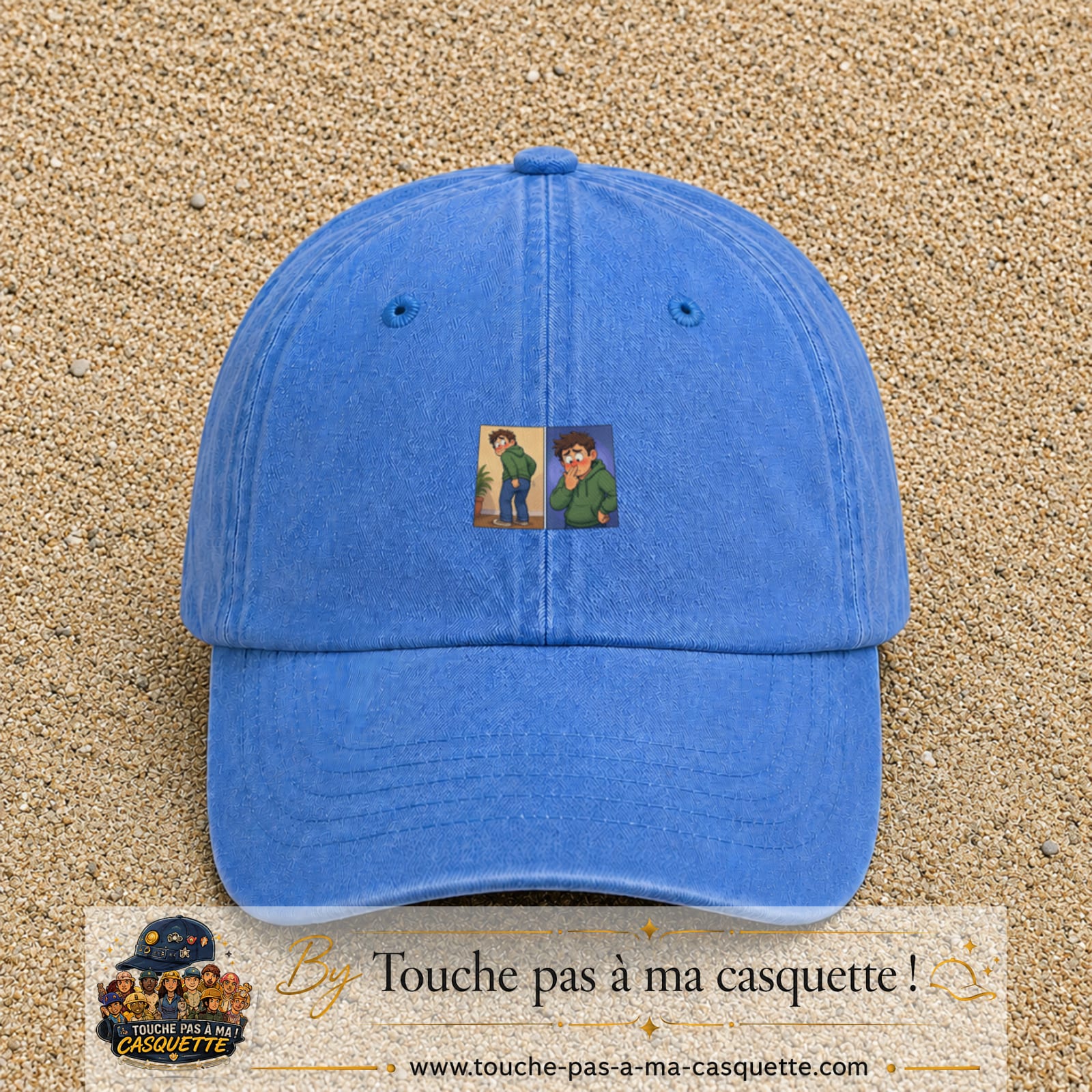 Casquette baseball Bleu ciel délavé 100% coton avec visuel Humour odeur 3 cm - image produit principale